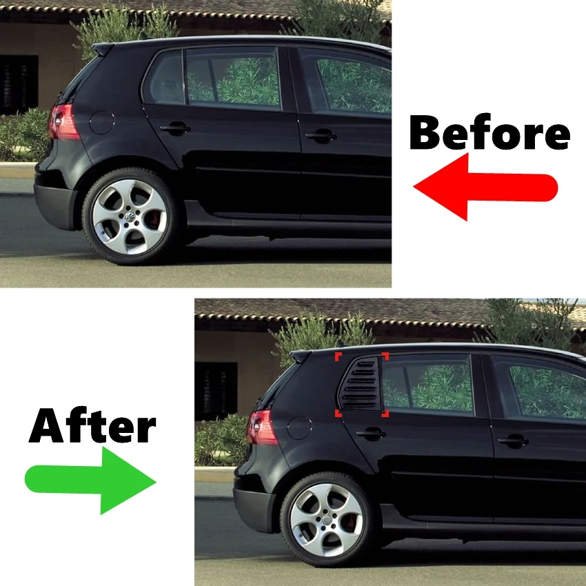 Glänzendes Schwarz/Carbon-Look, hintere Dreieck-Fenster-Spoiler-Bodykits für Volkswagen Golf 5 MK5 2003–2010 – Detail 4