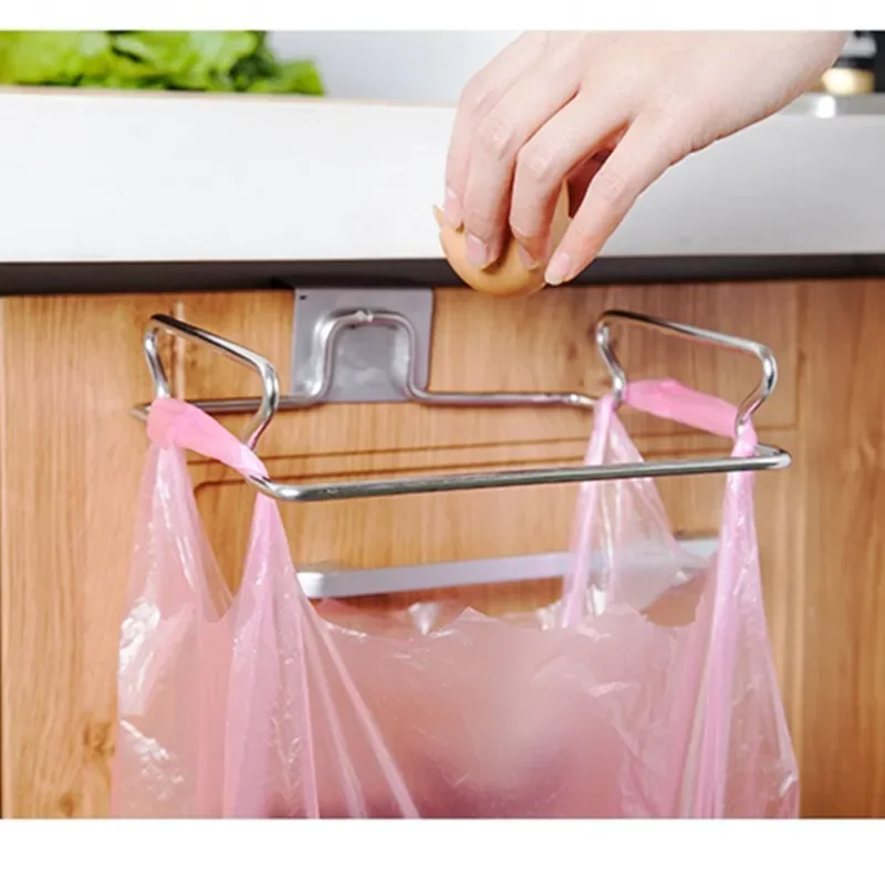 Stainless Steel Garbage Bags Rack Wall Hanger Cupboard Cabinet Stand Organizer Shelf Kitchen Wash Cloth Towel Storage Holders
