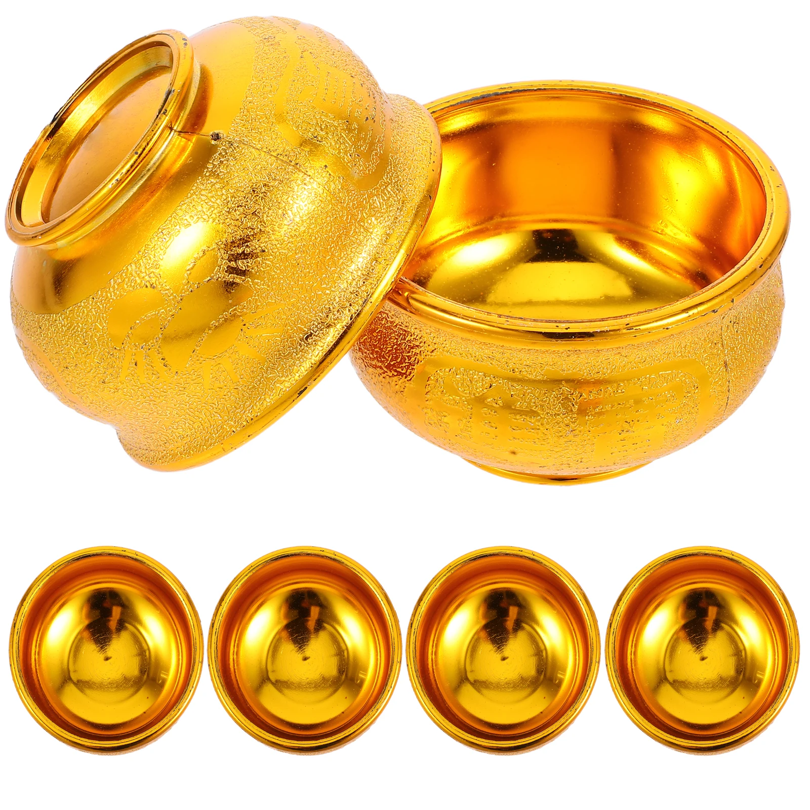 

6Pcs Home Decor Wealth Bowl Set Plastic Prayer Bowl for Positive Energy Offering Rituals Feng Shui Decoration Lucky Charm Gift