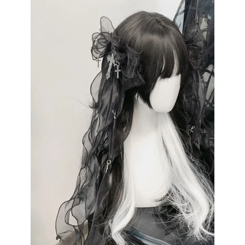 1 ペア手作りロリータちょう結び頭飾り女の子ダブルポニーテールクロスちょう結びヘアクリップ人形クリップかわいい JK ヘアアクセサリーギフト