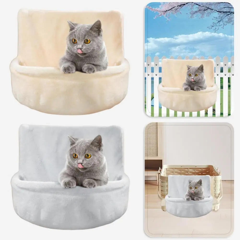 Removable Cat Bed Cover Cat Recliner Cozy Cat Radiator Bed with Metal Frame Plush Hammock for Heaters Foldable for Warmth