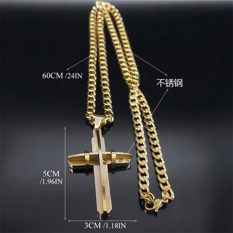 HNSP 316L Edelstahl 3D-Kreuz-Anhänger-Halskette für Herren, religiöser Schmuck, Accessoires – Detail 8