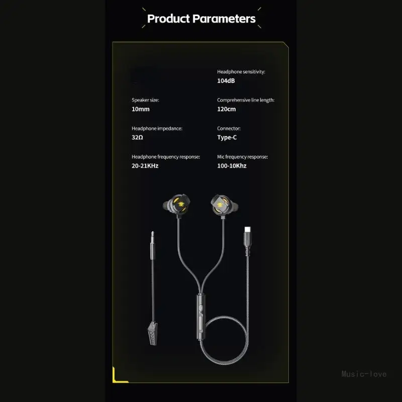 Fones ouvido para jogos RX5 eSports Fones ouvido intra-auriculares com microfone removível