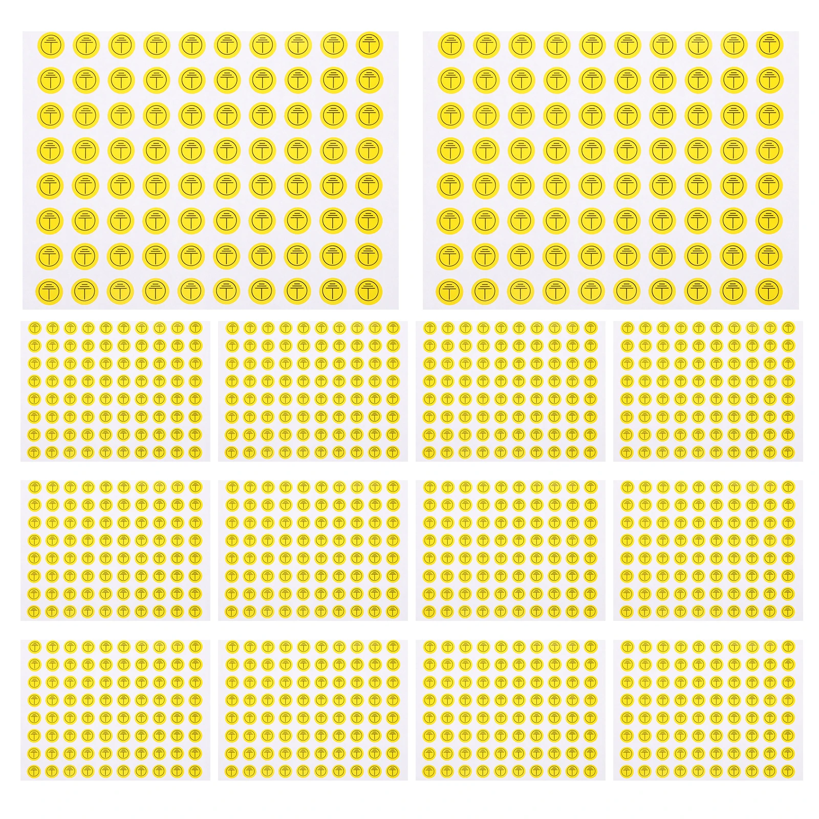 800pcs Ground Symbol Stickers 10mm Circular Electrical Warning Labels for Power Safety Signs Mechanic Earth Ground Tags