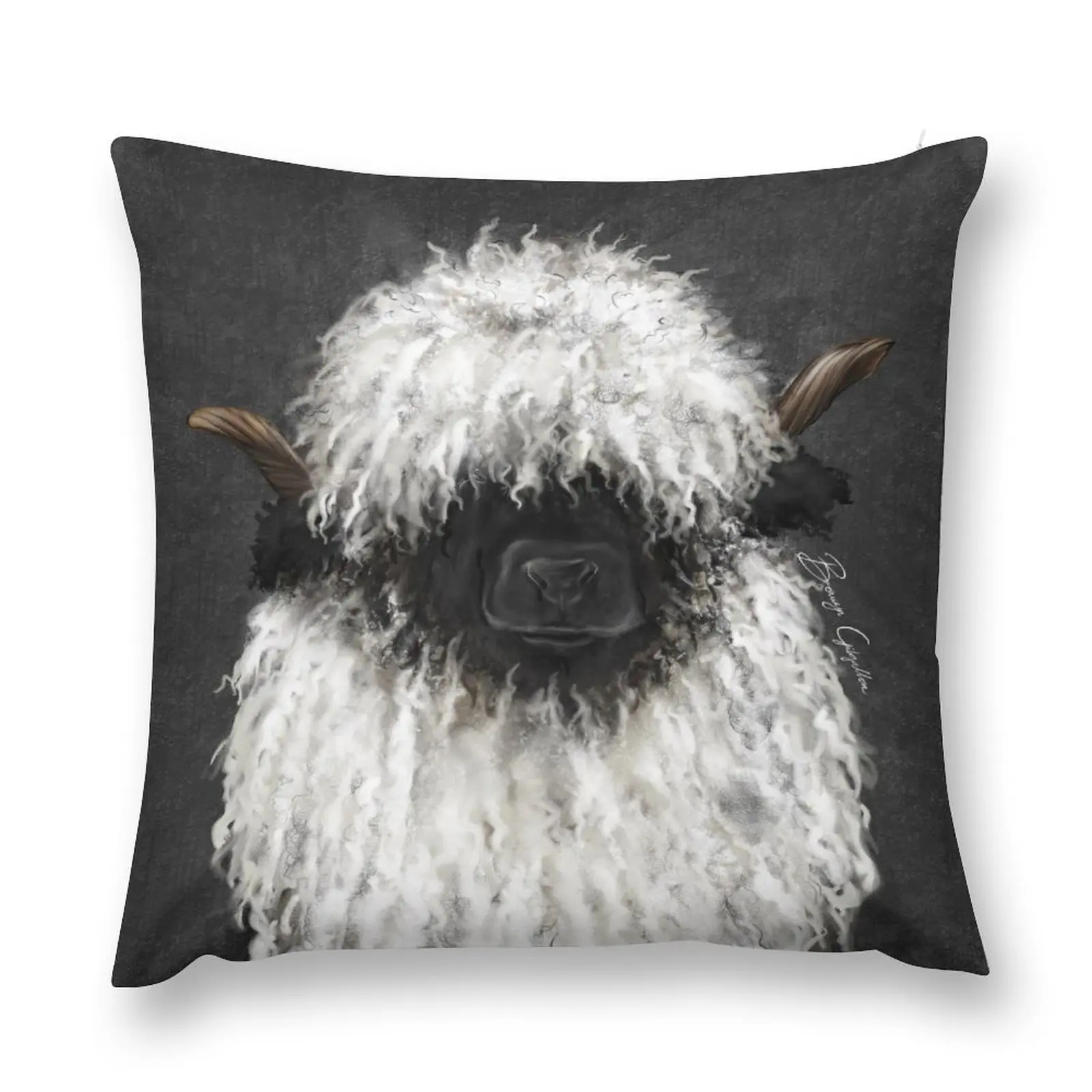 Bo Sheep. Valais Blacknose Sheep. Throw Pillow Pillow Cases Pillow Cover