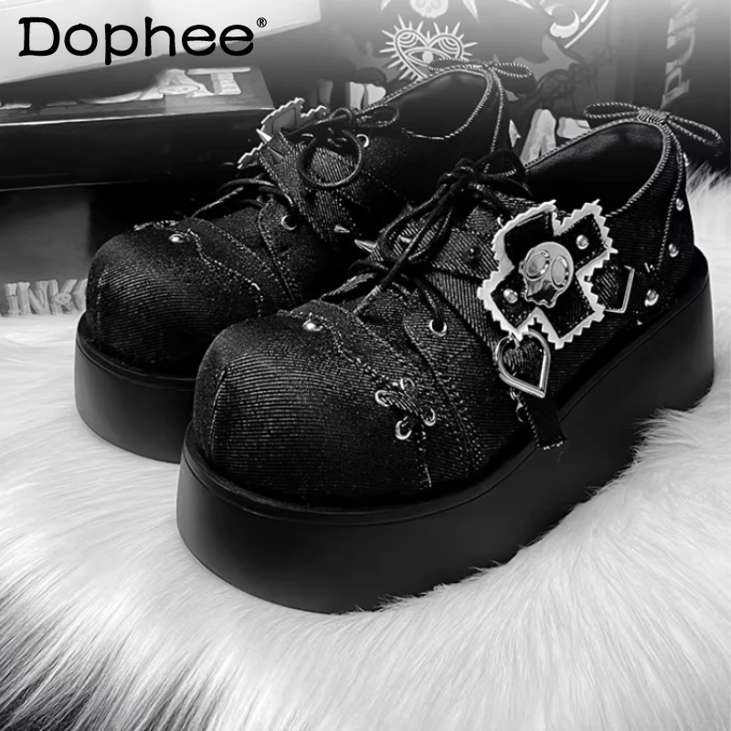 

Original Subculture Punk Style JK Platform Shoes Spring New Student Y2k Lolita Muffin Shoes Girls Women High Heel Pumps 2026