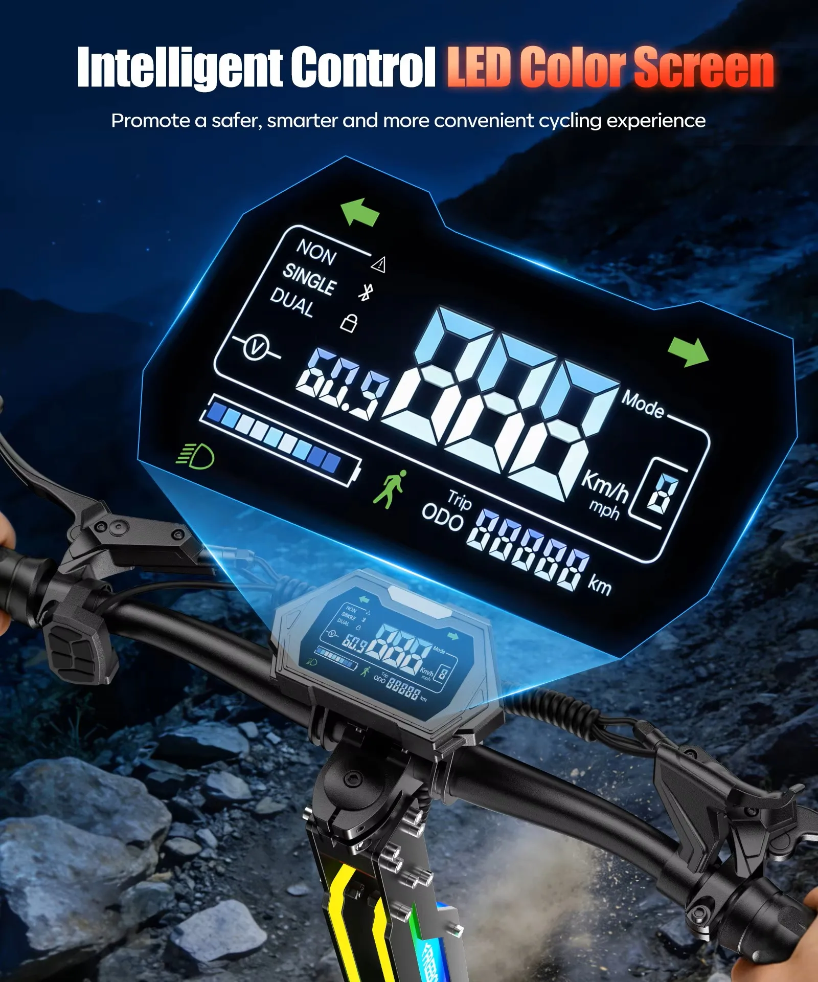 FREEBOY H10 Klappbarer Elektroroller 6000W Doppelmotor 60V28AH Lithium-Batterie Hydraulische Bremse 75km/h E-Scooter Abnehmbarer Werkzeugkasten 12-Zoll-Reifen All-Terrain Offroad E-Scooter für Erwachsene – Detail 4