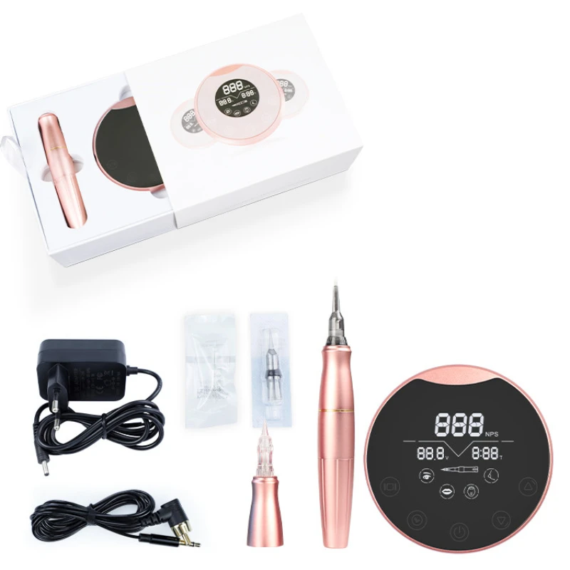 P90 Mirror Dermographe Permanent Makeup Machine Rotary Eyebrow Pen Tattoo Machine Full Set Pink For Microblading