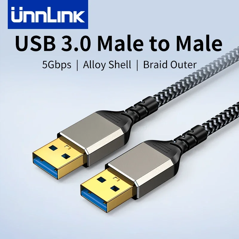 Unnlink Kabel USB 3.0 typu A męski na męski 3.0 2.0 Przedłużacz 0,5 m 1 m 1,5 m 2 m do dysku twardego TV Box Laptop