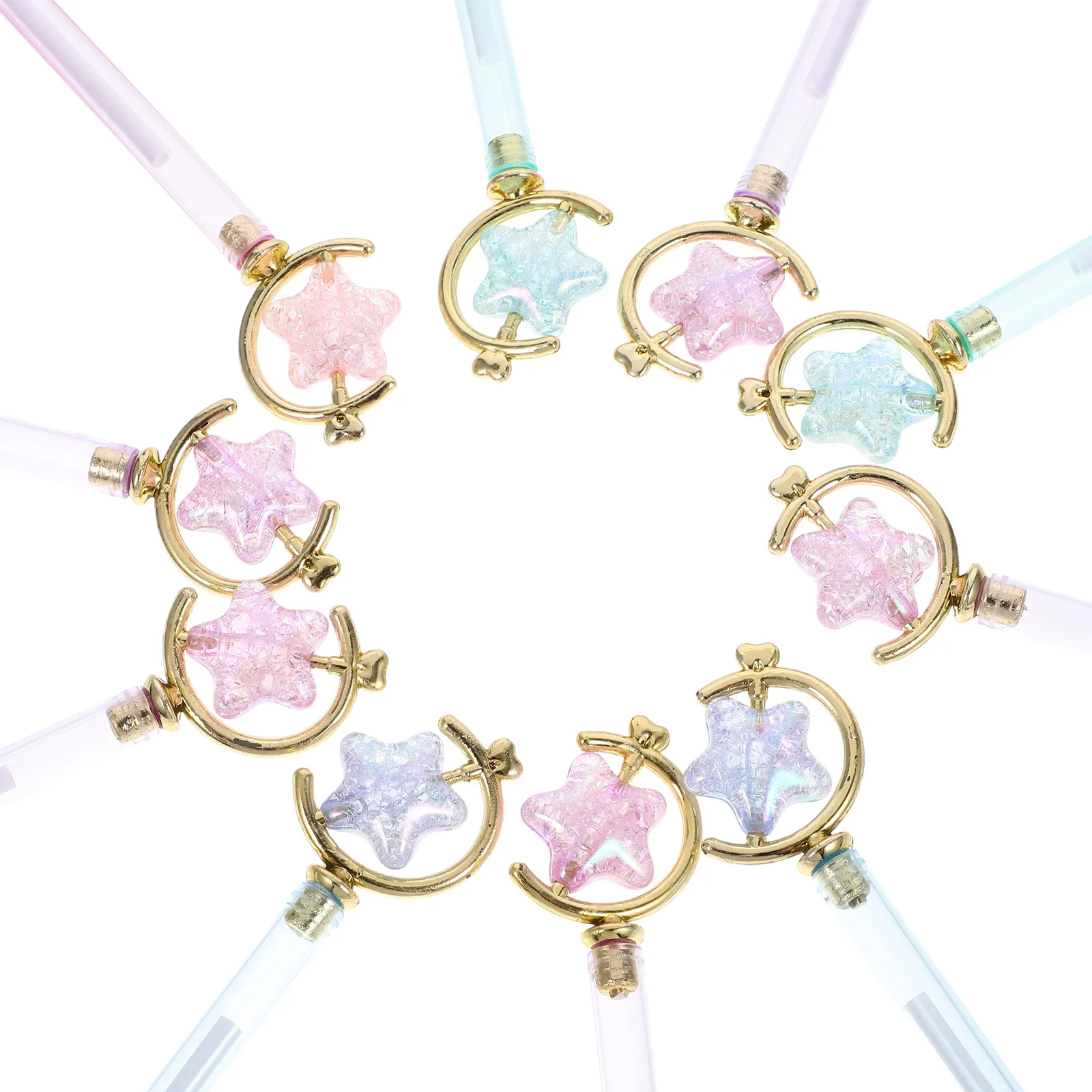 

10Pcs Stars Design Gel Pen Plastic Material Smooth Writing Function Lovely Pendant Style Learning Stationery Supplies