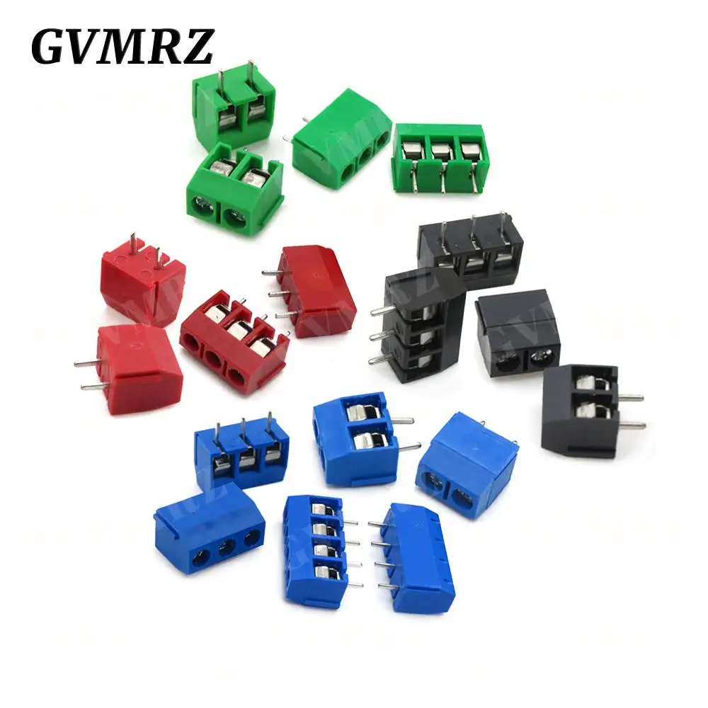 10PCS PCB Terminal Block Connector Pitch 5.0mm KF301 Rechte Pin 2P 3P Schroef PCB Eindblokken connector Blauw Zwart Groen