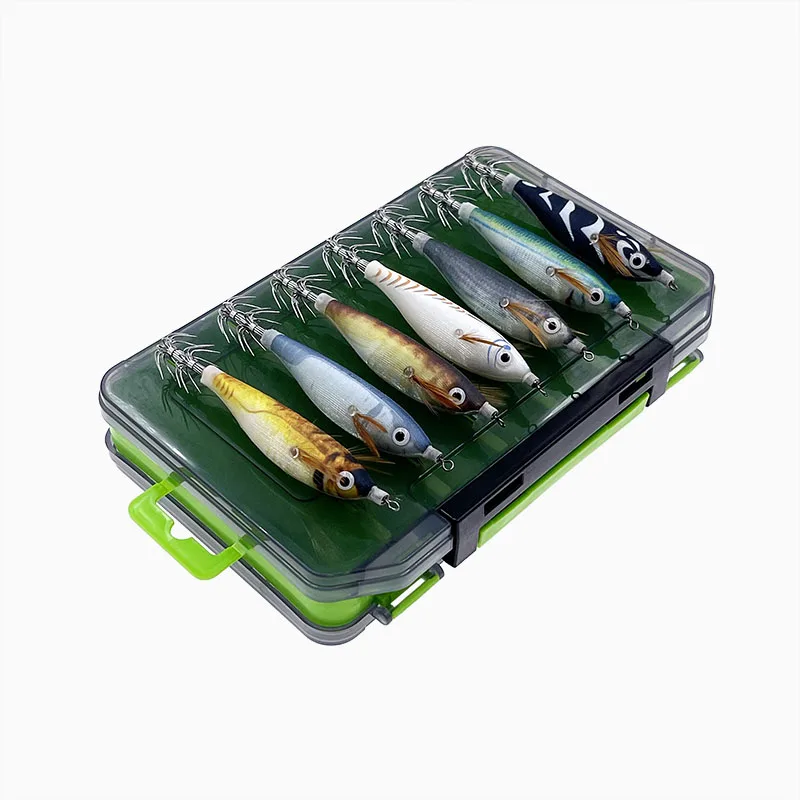 Salt Water Glowing Shrimp Squid Jig Hook Set Bait Bait Set Cuttlefish Cover with Tackle Box