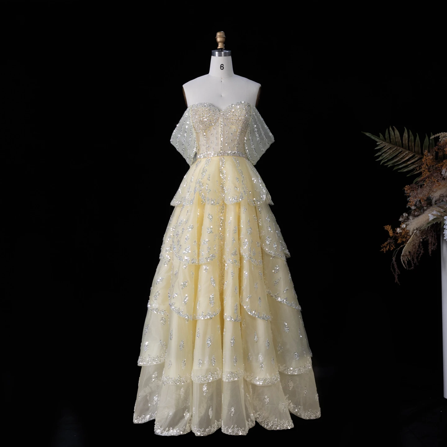 Sharon Said Luxuriöses Rüschen-Ballkleid in Rosa, Elegantes Gelbes Abendkleid, Formelles Ballkleid 2026 für Damen, Hochzeitsfeier, SS612, Maßanfertigung – Detail 12