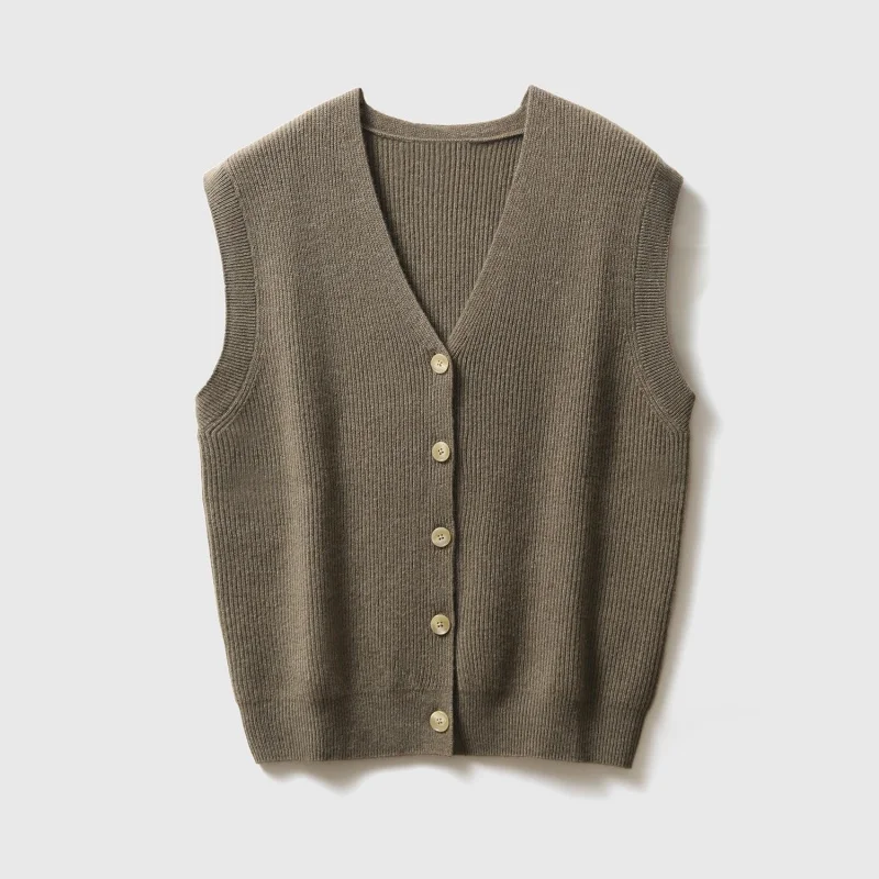 

Vintage Wool% Wool Sweater Vest Women Fish Scale Knitted Cardigan Hollow Out Autumn Winter New Style Sleevel