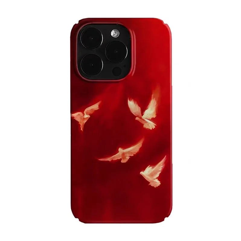 

Ins Korean Red Cartoon Flame Bird Case for IPhone 16E 15 14 13 Pro Max 12 Mini 11 Pro 16 Plus XR XS Shockproof Ultra Thin Cover