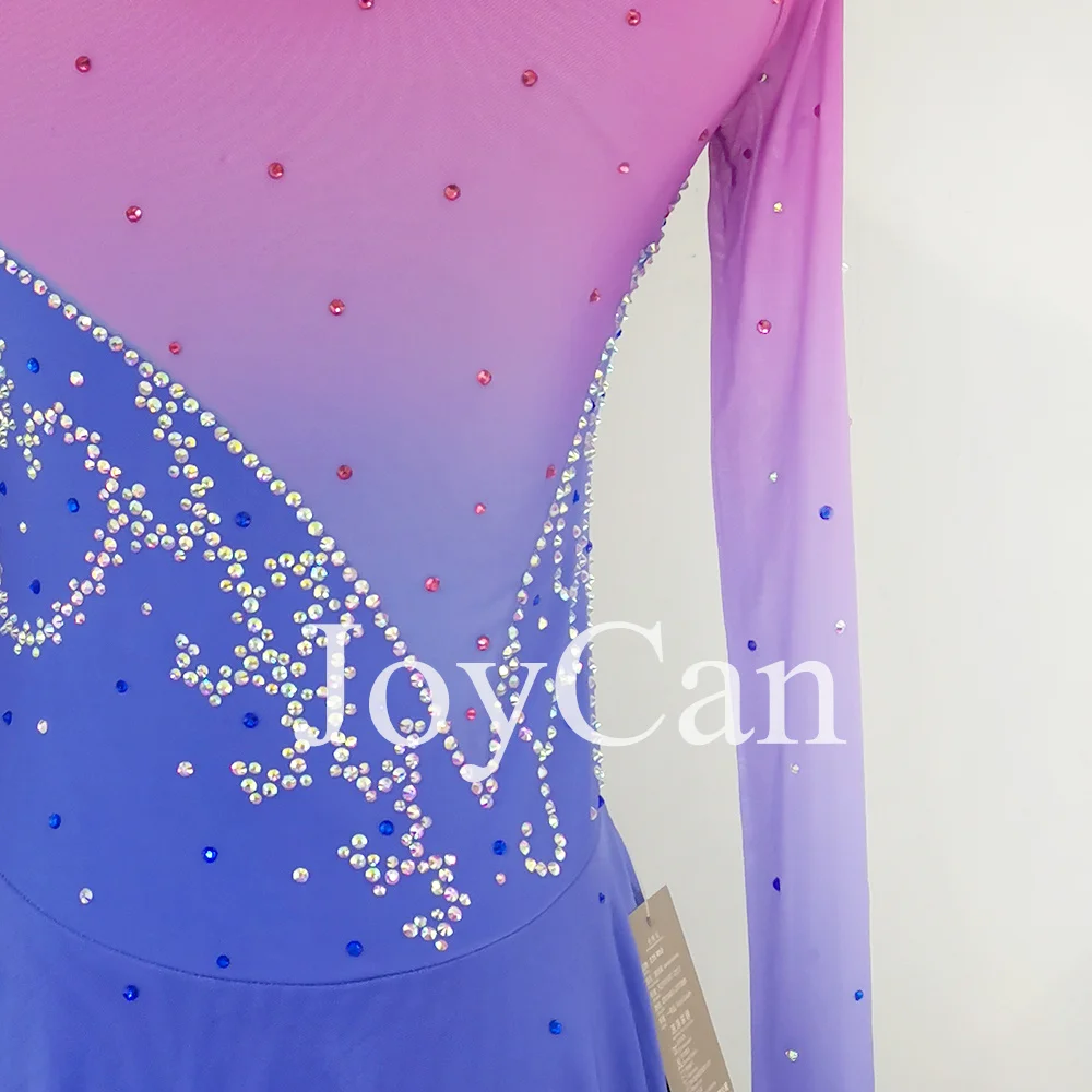 JoyCan Ice Figure Skating Dress Girls Purple Spandex Stretchy Mesh Competition Dance Wear Dostosowane