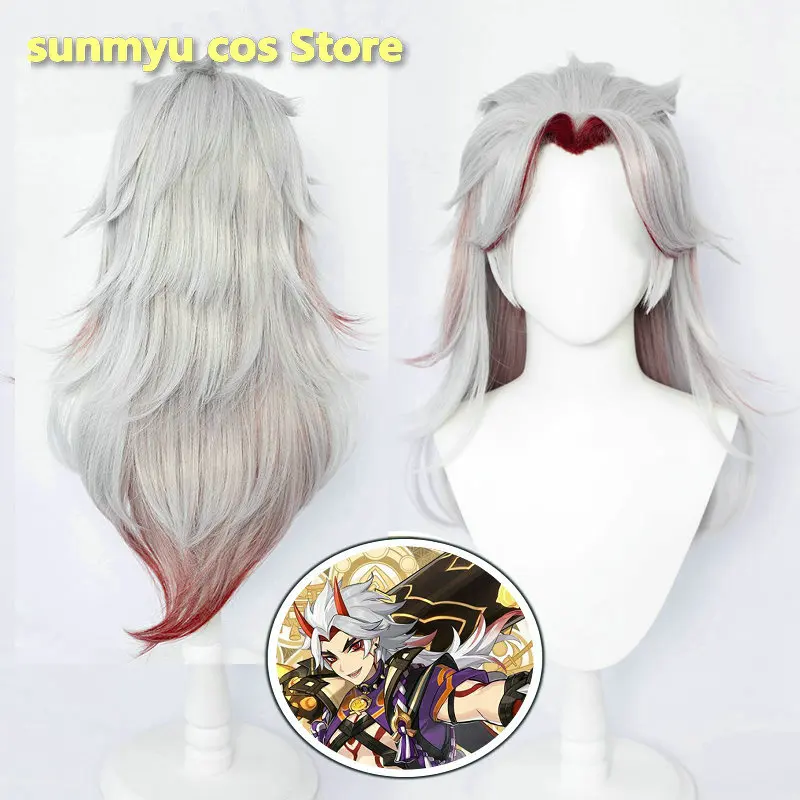 

Genshin Impact Arataki Itto Cosplay Wig Silver red hair