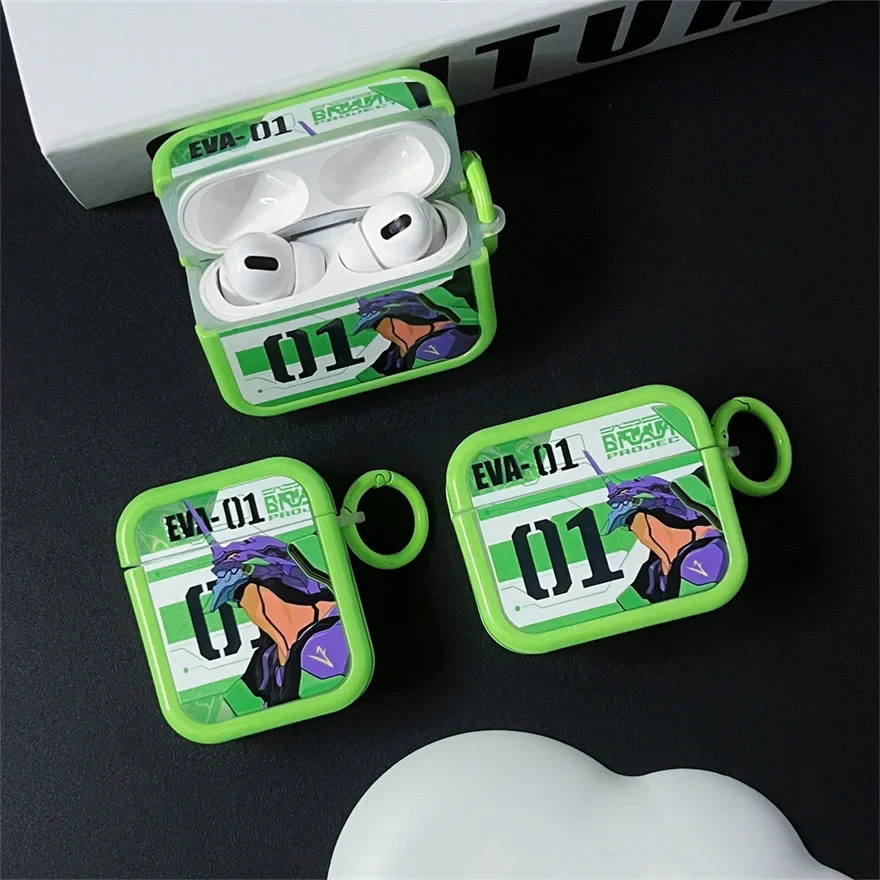 EVANGELION EVA 01 02 Earphone Case for Airpods Pro 1 2 3 4 Anime Keychains Wireless Bluetooth Earbuds Protective Cover Accessory