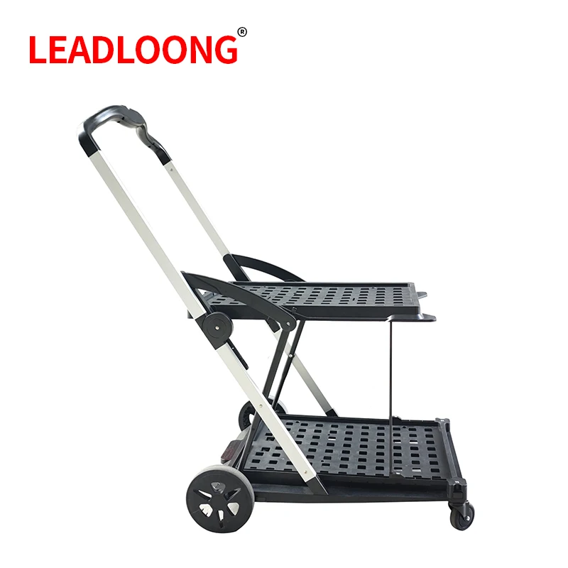 LEADLOONG Heavy-Duty Portable Double Folding Service Cart - Multi-Functional, Collapsible, Large Load Capacity, Ideal for Office