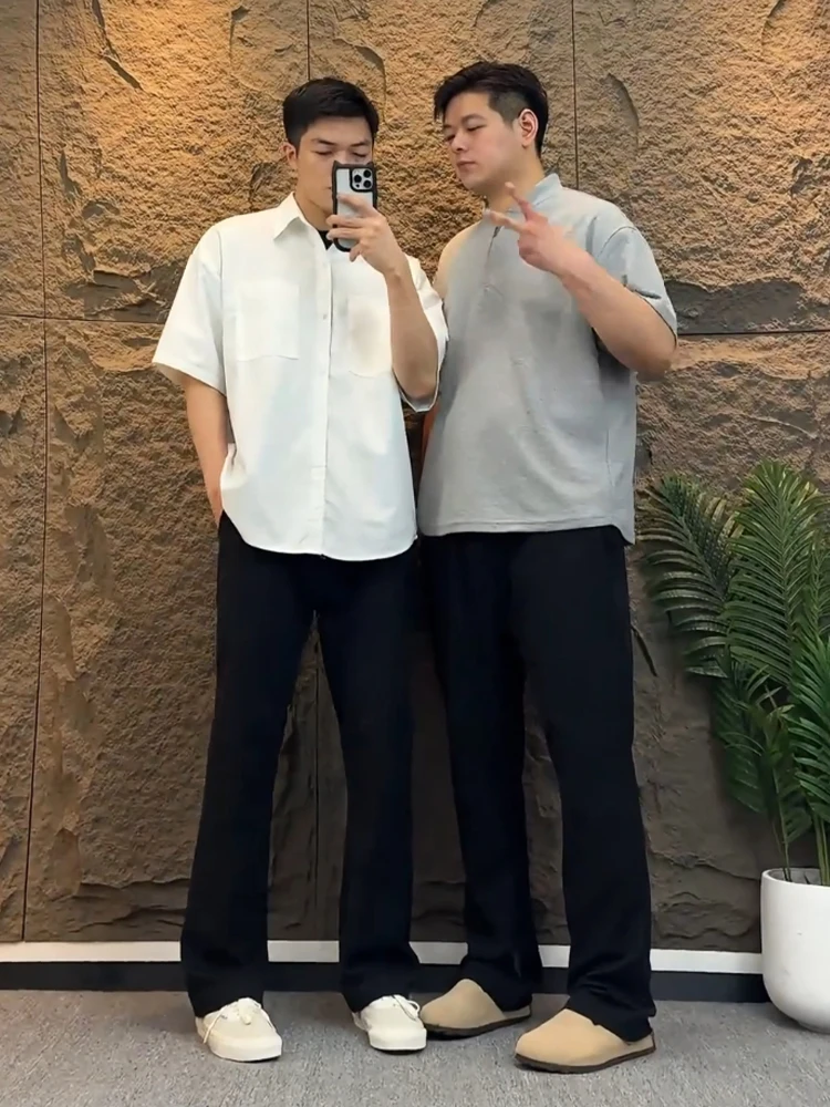 

Bla Straight Leg Ice Silk Casual Pants Men's Summer Long Trousers CleanFit Drapey Feel Advanced Sensation Youthful Energy S...