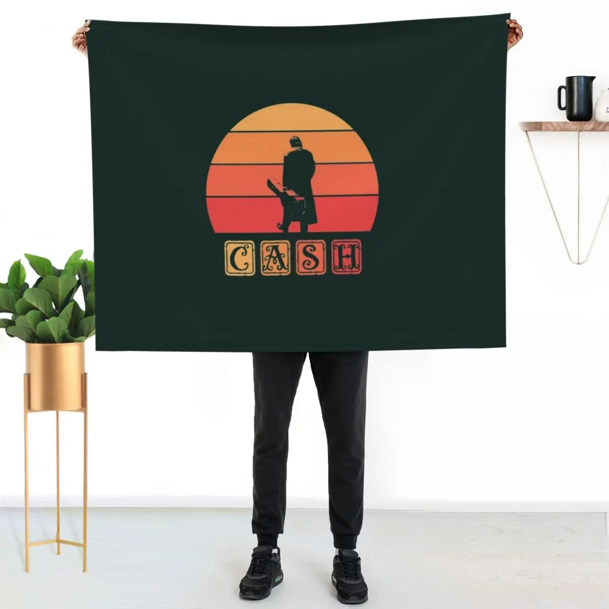 

Johnny Cash Retro Art Throw Blanket Modern Design Soft Blanket for Home Decor