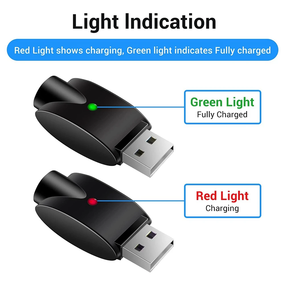 Cargador USB portátil de 2 piezas, Cable de rosca, con luz indicadora LED, protección inteligente contra sobrecargas