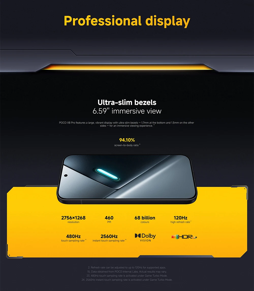 Global Version Poco X8 Pro 8Gb 256Gb Mobile Phones 1.5K 120Hz Ultra Bright Amoled Display 50Mp High Resolution Cellphones