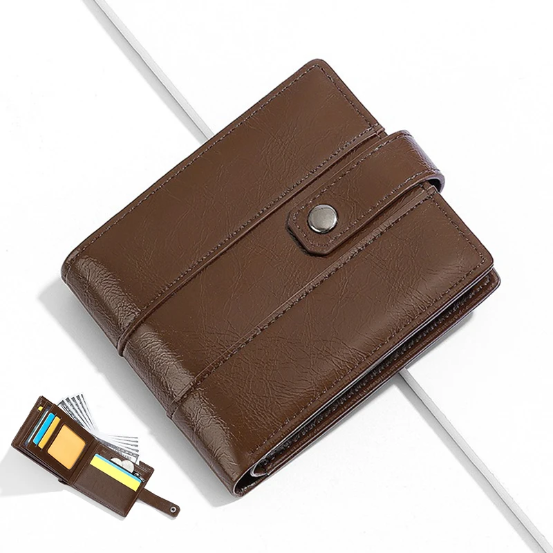 

Роскошные дизайнерские кошельки для мужчин, кошельки из искусственной кожи с карманом для монет на молнии, двойная портативная сумка, мужские аксессуары