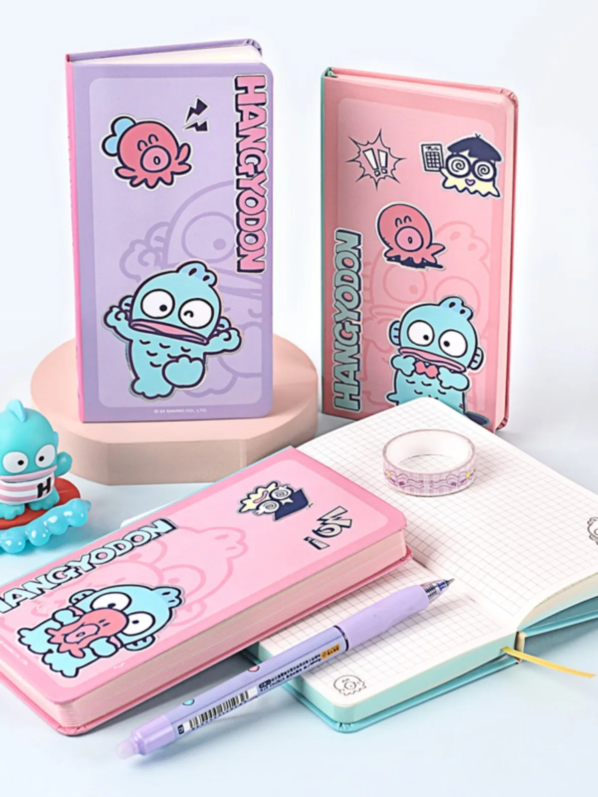 Kinbor Weeks Plan Small Notebook Kawaii Cartoon Pocket Book Grid Page Record Journals 2024 Self filled Schedule Stationery Paper