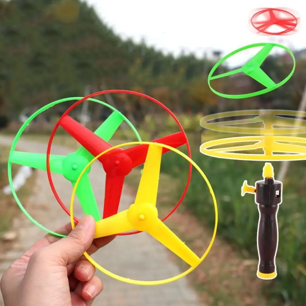 어린이 당기는 끈 플라잉 디스크 프로펠러 헬리콥터 야외 장난감 재미있는 게임 스포츠 플라잉 스피닝 탑 어린이 발달 장난감