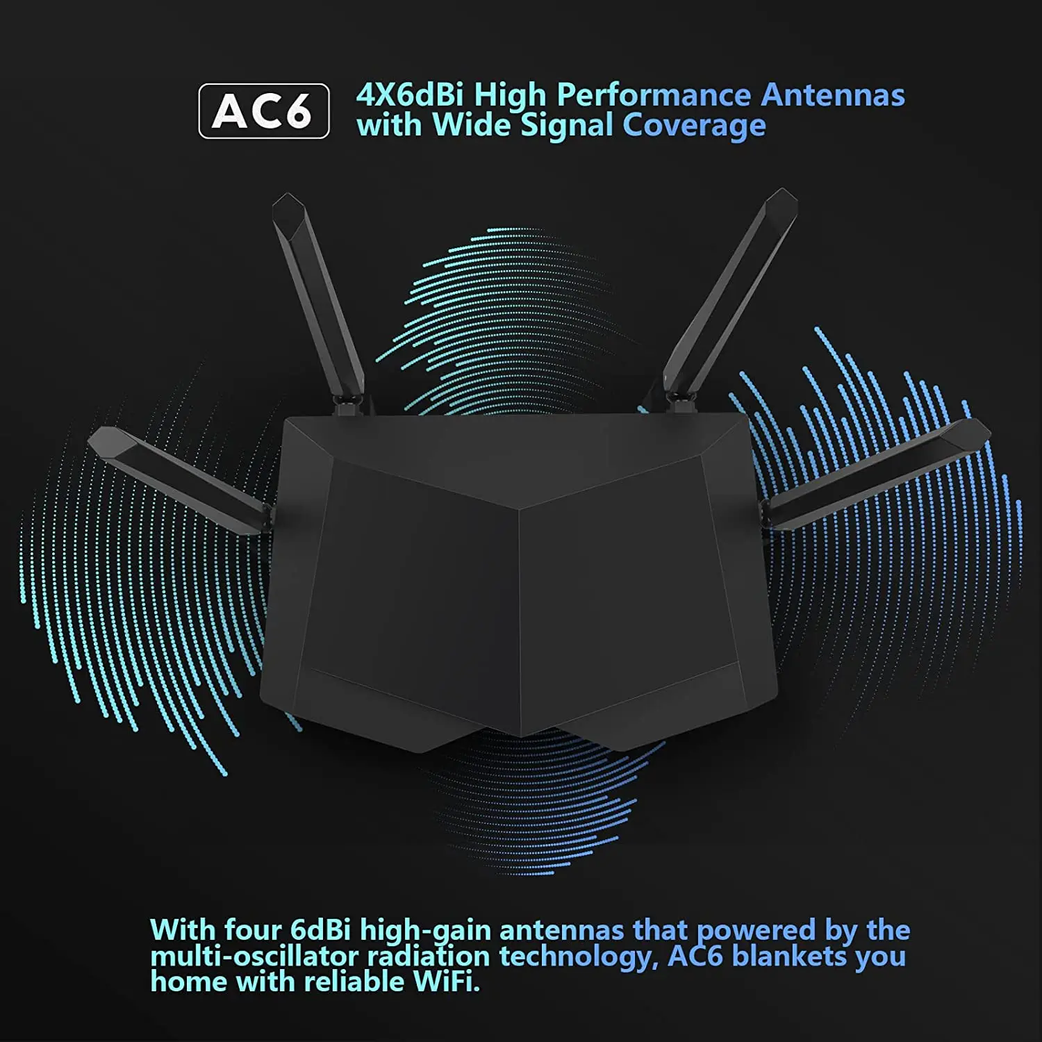 Tenda-AC6 Roteador WiFi, Roteador Internet Sem Fio de Alta Velocidade, MU-Mimo Beamforming, Cobertura de Longo Alcance, Original, Novo, Versão Global, AC1200, 5Ghz