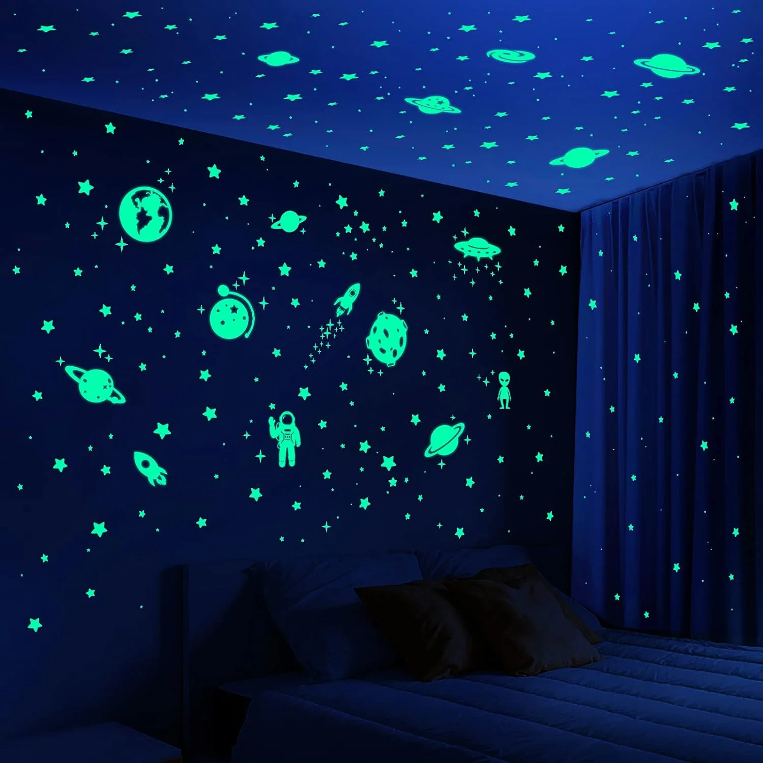 260 PCS Glow in The Dark Stars, Glowing Stars for Ceiling, Star Wall Decals Solar System Space  Planets Wall Stickers for , Girl