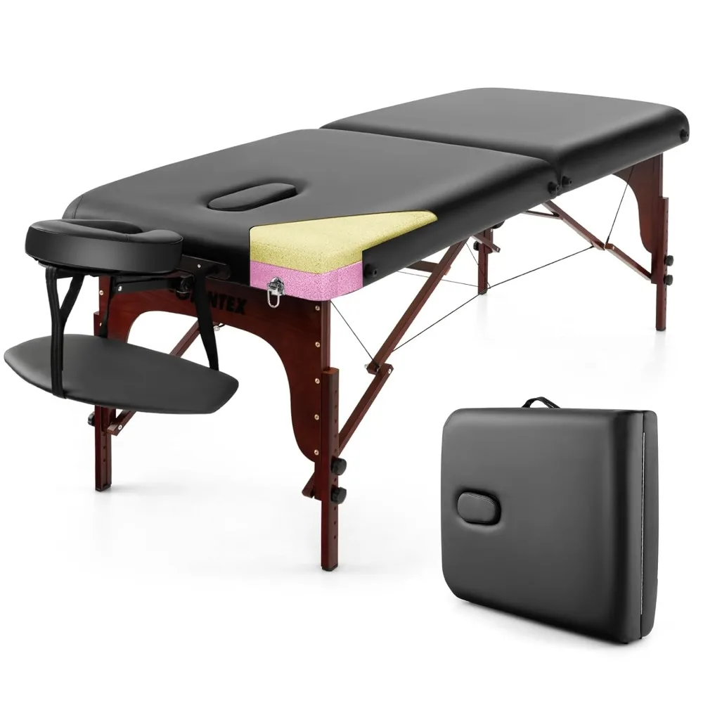

Portable Massage Table 84 Inch, Folding Lash Bed with Premium Foam & Beech Wood Legs, Professional Spa Salon Bed, Customized