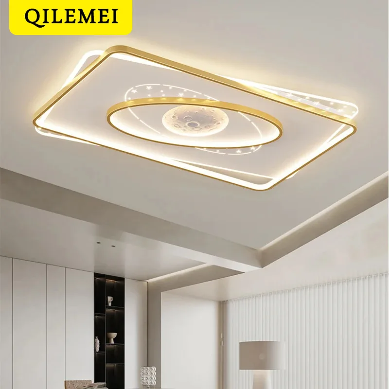 

Acrylic LED Ceiling Lights Living Room Bedroom Study Gold White Surface Mountee Lamp Home Decor Modern Indoor Lighting Fixture