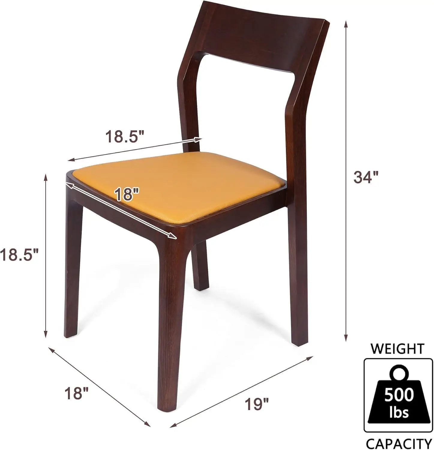 #Fully Assembled Kitchen Dining Chairs Set of 2, Mid-Century Modern Walnut Dining Room Chair with Solid Wood Frame, Customized