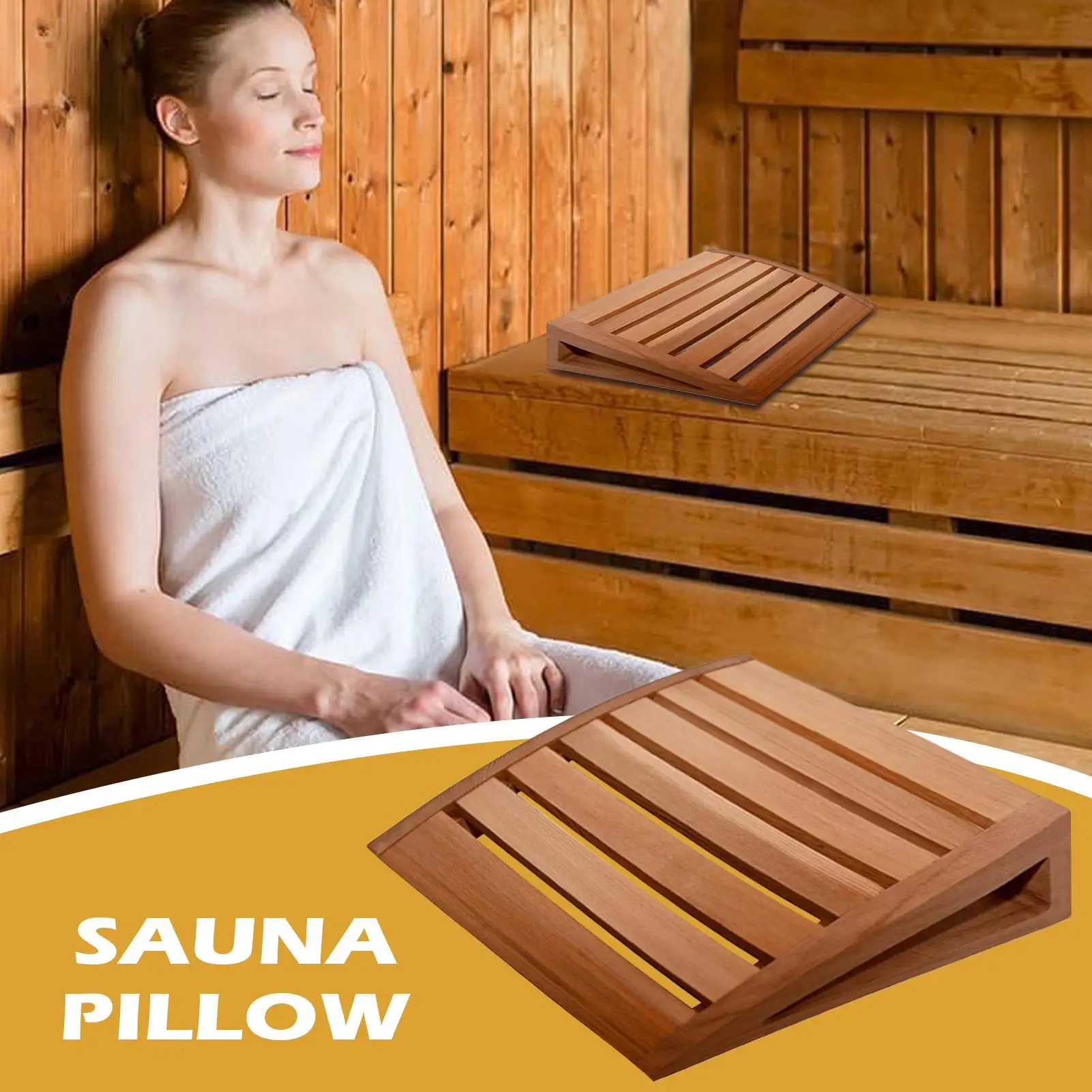 

Sauna Pillow Headrest Non-Slip Wooden Breathable Multifunctional Sauna Headrest Back Cushion For Home Room Commercial Resting