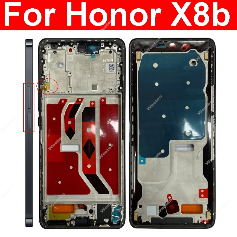 LCD Middle Frame For Huawei Honor X8b LLY-LX1 LCD Middle Frame Housing Bezel Cover with Side Button Replacement Repair Parts