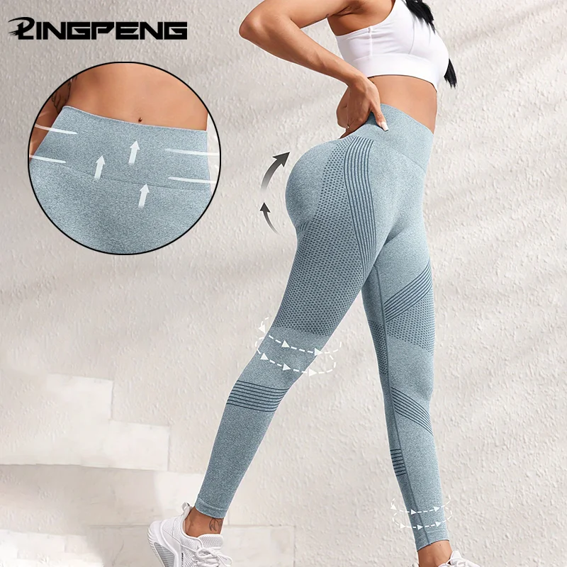 Sporthose mit sexy Linien, hebendes Gesäß, enge Sporthose, hoch taillierte, elastische Fitnesshose für Damen, Lauf-Yogahose