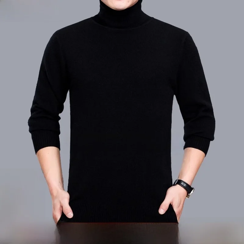 

Erdos Autumn Winter Thiened Pure Wool Knitted Sweater High Collar Base irt Men's Midlife Busin Casual Woolen Sweater