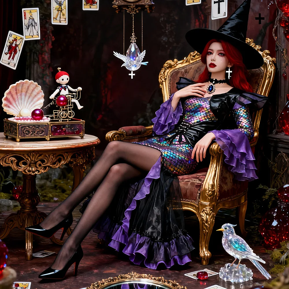 

Halloween Cosplay Costume Sea Maid Mermaid Princess Hottie Sequins Dress Theme Party Role Playing Outfits Adult Women Girls