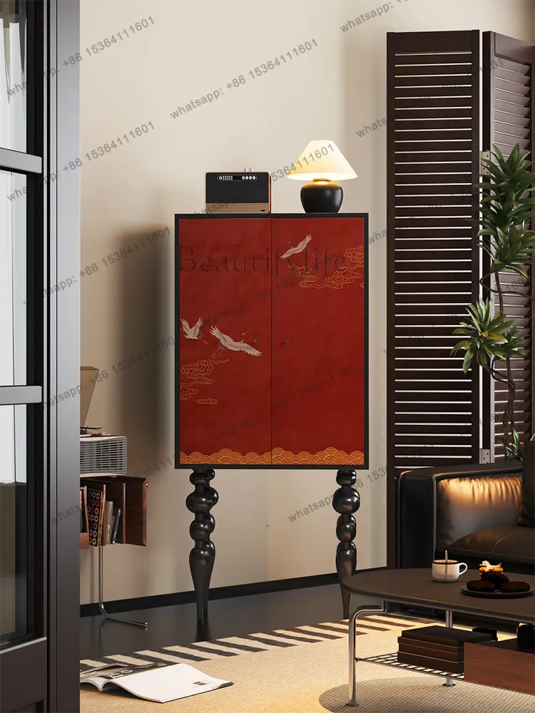 French retro solid wood tall cabinet living room sofa next to the locker