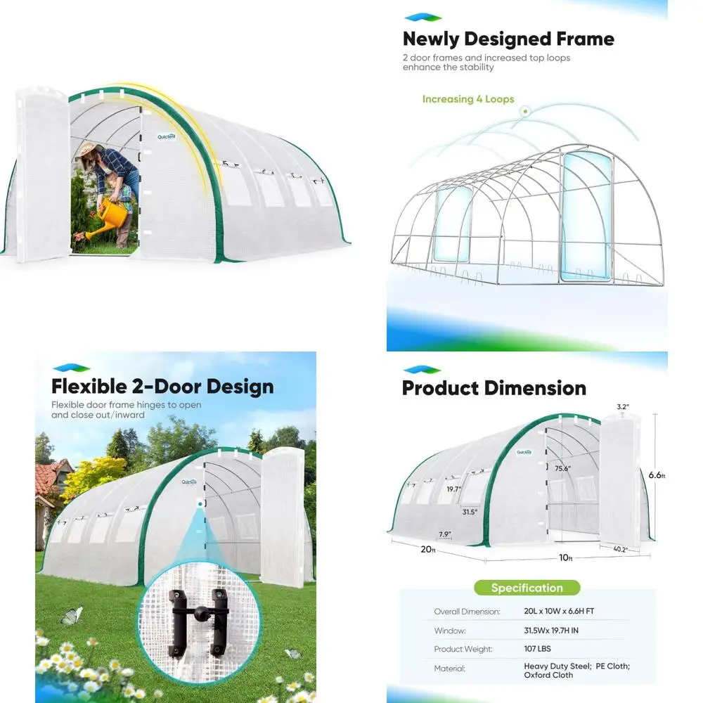 

Большая теплица с модернизированной рамой туннельного обруча и крышкой для садоводства на открытом воздухе