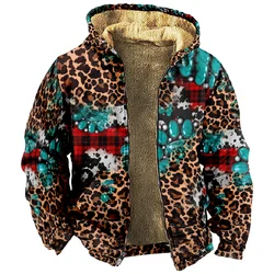 Casacos impressos Leopardo para homens e mulheres, Hoodie Tie Dye, manga comprida, gola, camisola com zíper, roupas unissex