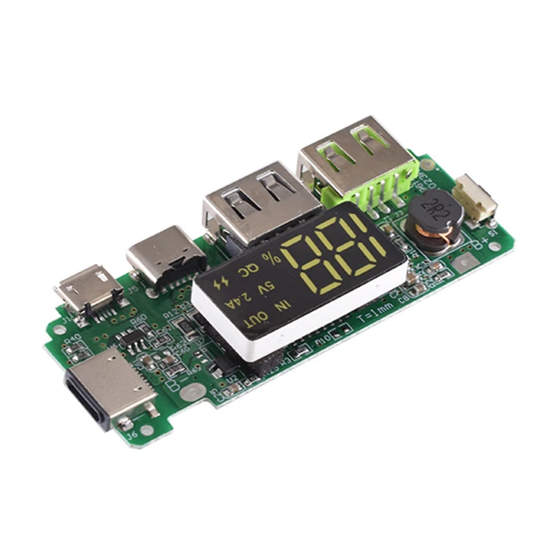 1Pc High Quality 5V2.4A Dual USB/Type-C /Micro Mobile Power 18650 Li-Ion Battery Digital Display Charging Module Charger Board