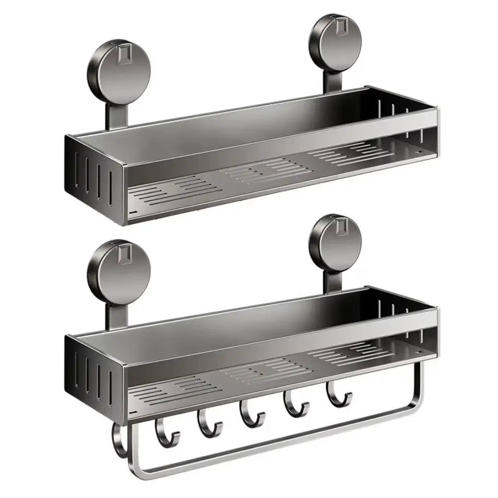 

Carbon Steel Suction Cup Bathroom Rack No-punch Strong Load-bearing Shower Storage Shelf Large Capacity Wall Mount