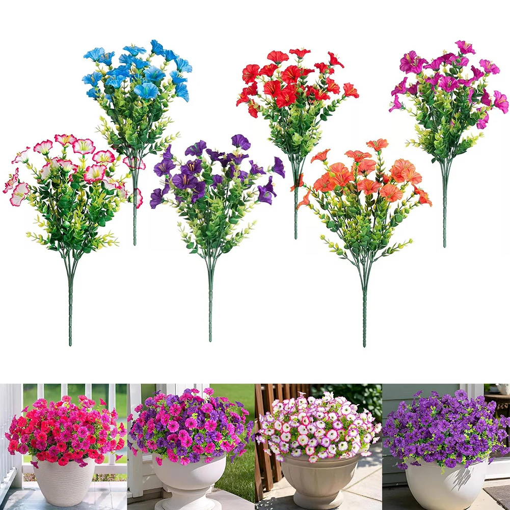 

10PCS Artificial Morning Glory Fake Flowers Floral Bunch Room Table Simulation Flower Arrangement Home Wedding Decoration