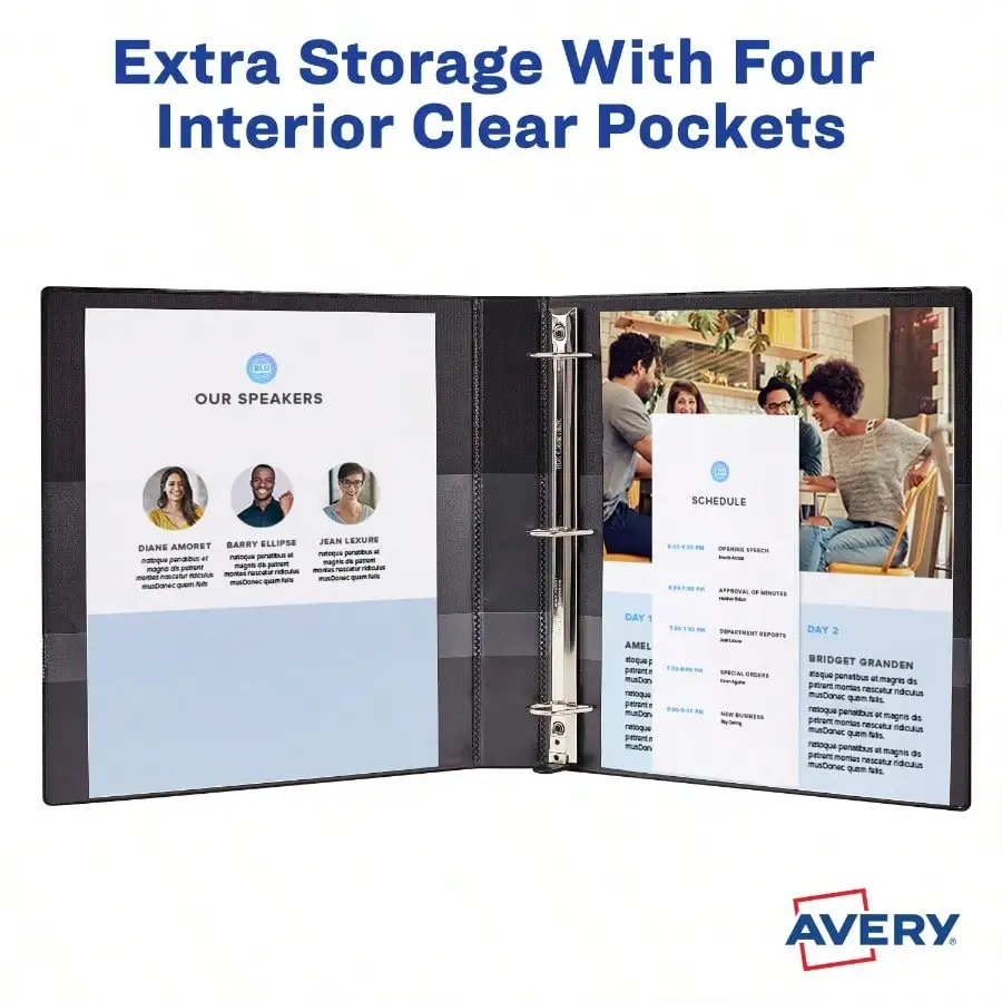 헤비듀티 바인더, 3", 파란색, 경사형 링, 원터치