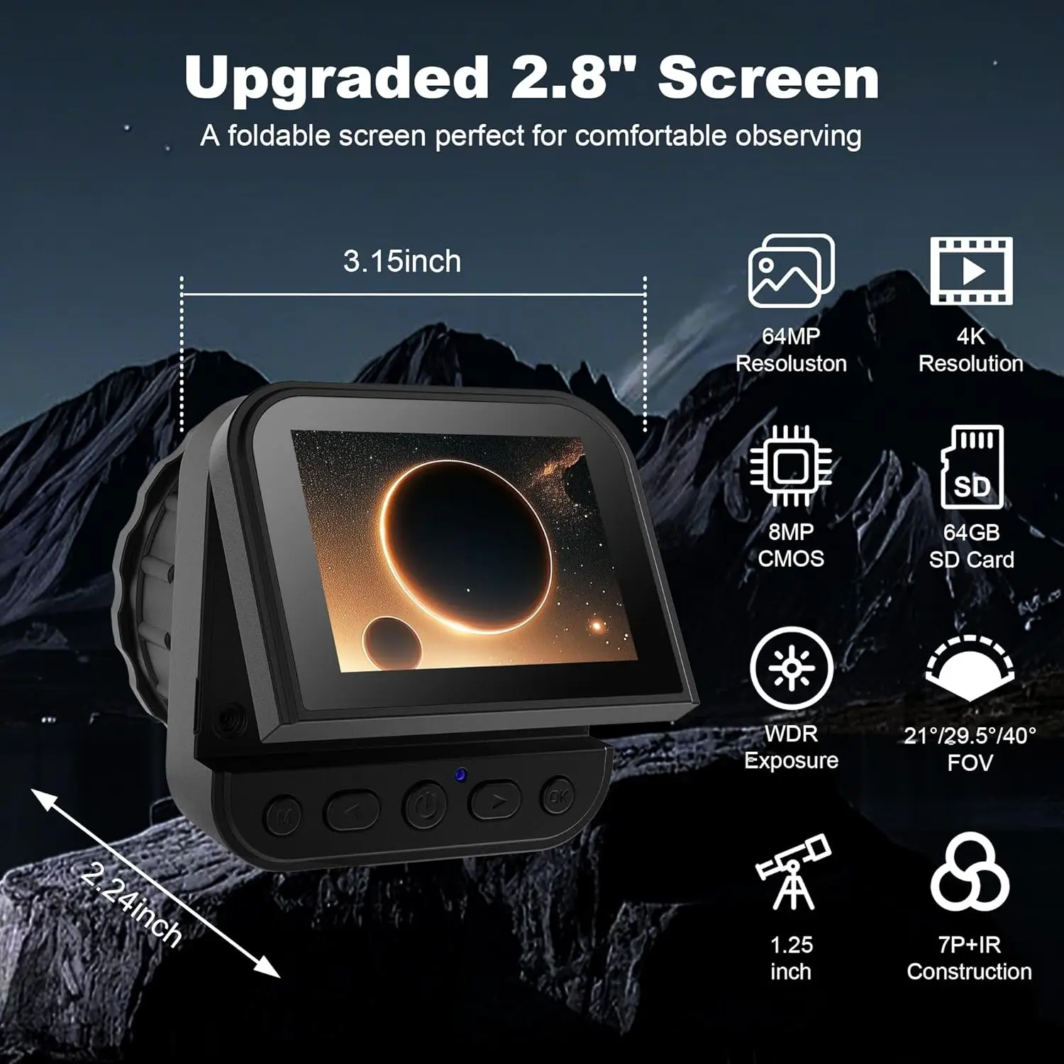 64MP 4K HD Eyepiece Camera for Birdwatching Hummingbird Astronomical Telescope with Video Camera with APP WIFI image 5
