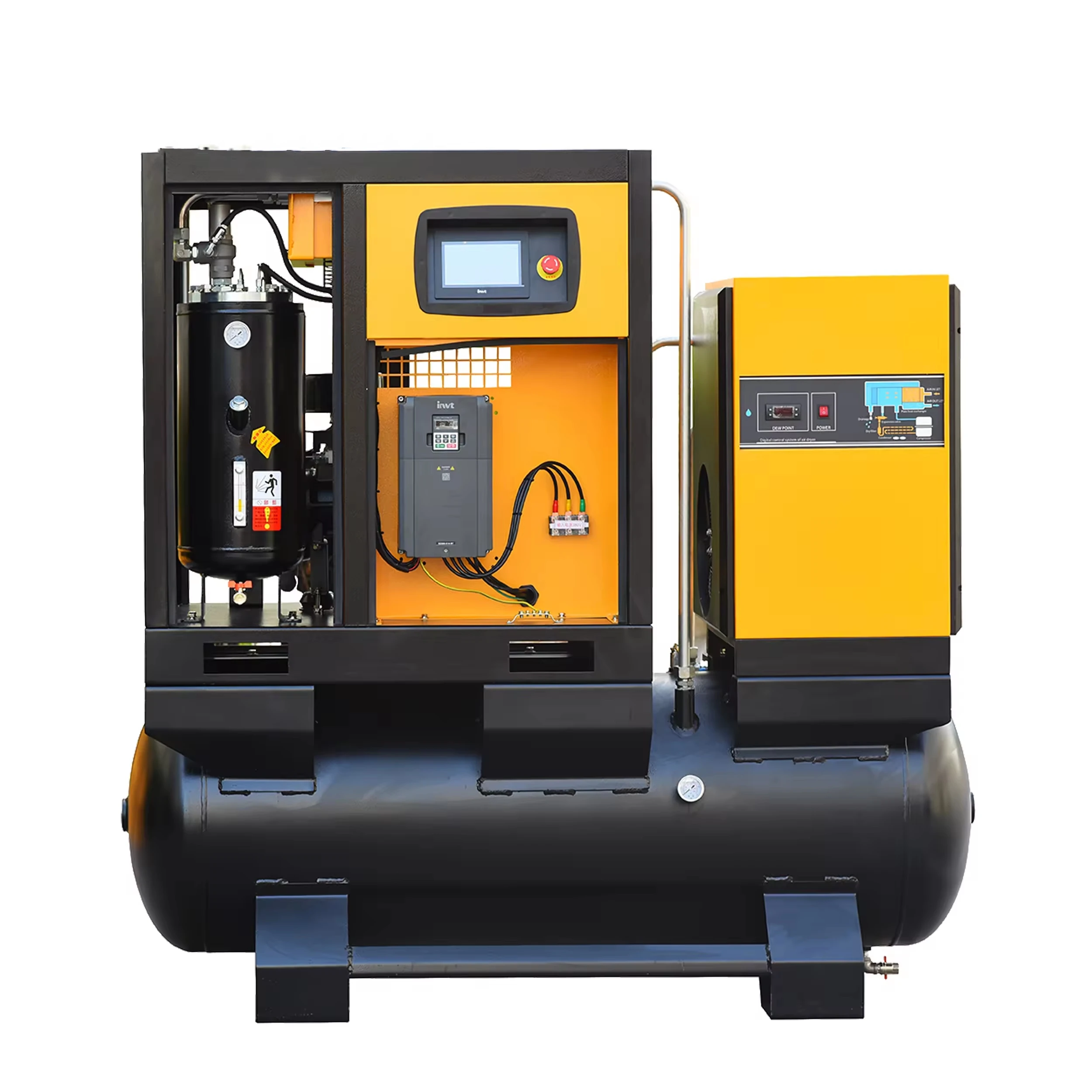 YUEQUN AC 220V/380V/415V/Customizable 22kW 30HP Oil- Portable Screw PLC Air Bearing Engine Cooled Motor Pump 16bar 3-Year