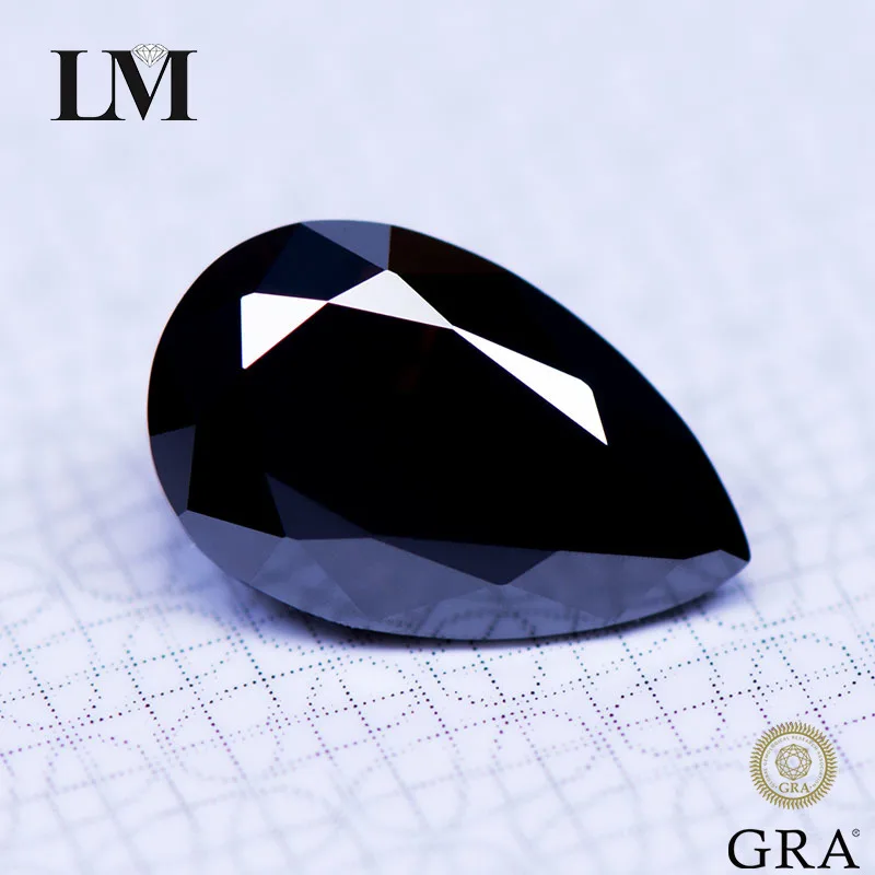 

Moissanite Diamond Black Color Pear Cut GRA Authentication Lab Grown Gemstone For DIY Charms Advanced Jewelry Making Materials